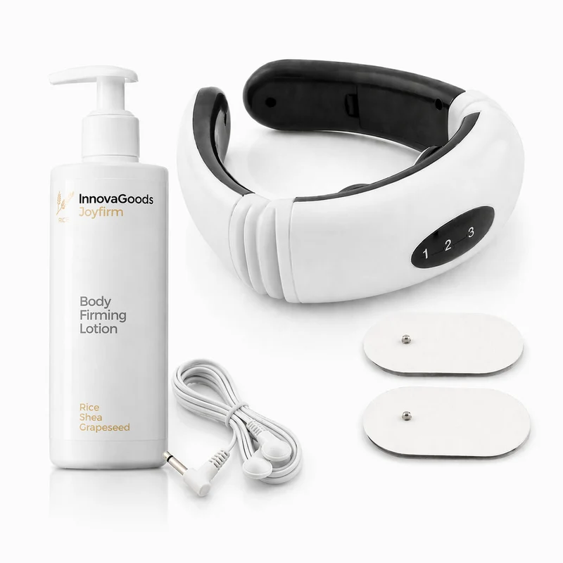 Set Nacken- und Rücken-Elektromassagegerät und straffende Körperlotion Rice Joyfirm 250 ml InnovaGoods