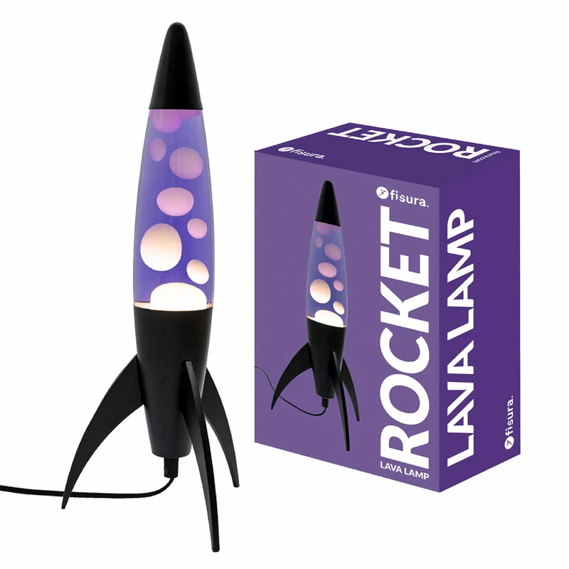 Lavalampe "Rocket" - Retro-Lavalampe mit Ersatzbirne, ideal für Wohnzimmer, Schlafzimmer und Büro. Maße: 20 x 20 x 45 cm.
