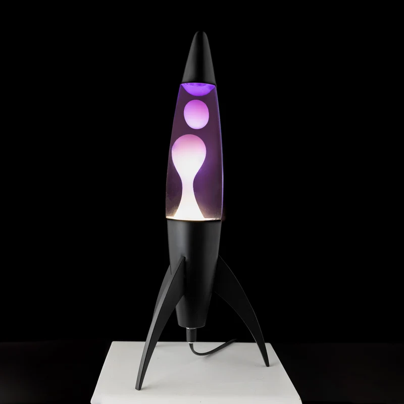 Lavalampe "Rocket" - Retro-Lavalampe mit Ersatzbirne, ideal für Wohnzimmer, Schlafzimmer und Büro. Maße: 20 x 20 x 45 cm.