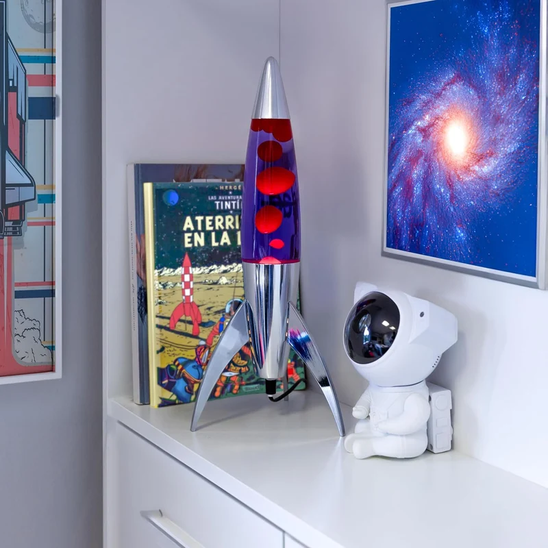 Lavalampe "Rocket" - Retro-Lavalampe mit Ersatzbirne, ideal für Wohnzimmer, Schlafzimmer und Büro. Maße: 20 x 20 x 45 cm.