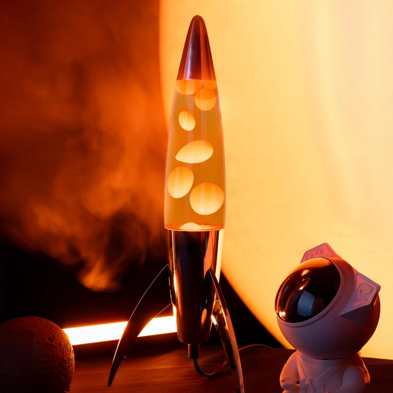 Lavalampe "Rocket" - Retro-Lavalampe mit Ersatzbirne, ideal für Wohnzimmer, Schlafzimmer und Büro. Maße: 20 x 20 x 45 cm.