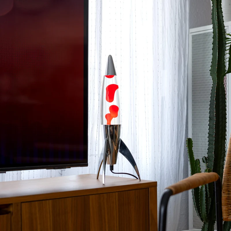 Lavalampe "Rocket" - Retro-Lavalampe mit Ersatzbirne, ideal für Wohnzimmer, Schlafzimmer und Büro. Maße: 20 x 20 x 45 cm.