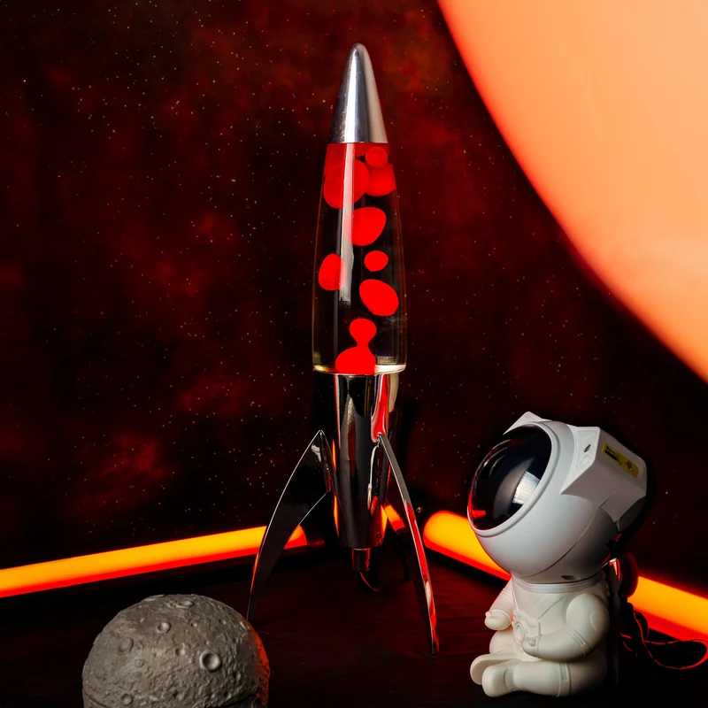 Lavalampe "Rocket" - Retro-Lavalampe mit Ersatzbirne, ideal für Wohnzimmer, Schlafzimmer und Büro. Maße: 20 x 20 x 45 cm.