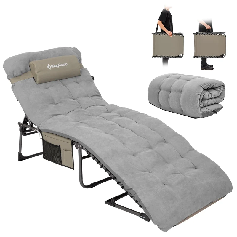 Sonnenliege Klappbar 5-Verstellbare, bis 180 kg, 2er Set, Blau | Gartenliege Klappbar, mit Kopfstütze & Seitentasche, Sonnenliege Wetterfest, Strandliege für Garten Terrasse Pool Camping