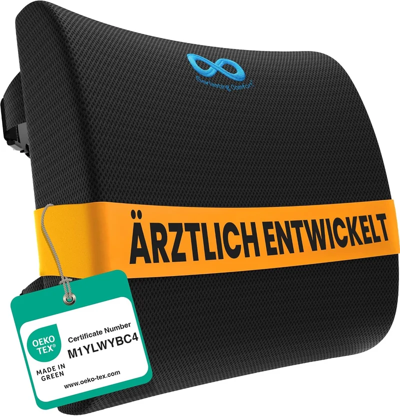 Sitzkissen für Bürostuhl, Auto & Zuhause – Komfortkissen mit waschbarem Bezug, Rutschfester Unterseite und konturierter Form