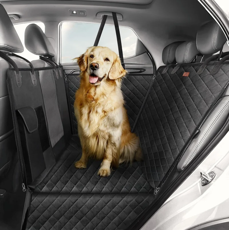Autoschondecke Hund Rücksitz wasserdicht & Kratzfest - Universal Hundedecke für Auto Rückbank inkl. Seitenschutz und Sichtfenster - Hunde Autodecke, Rückbank Schutz