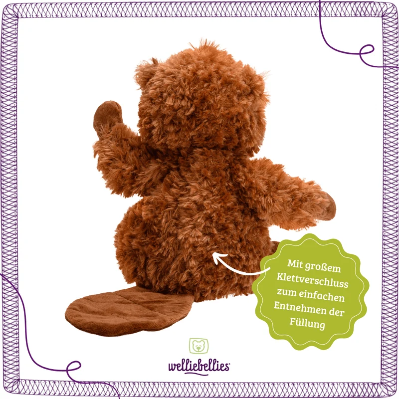 welliebellies® Biber Wärmekuscheltier mit herausnehmbarer Hirse-Kräuter-Füllung
