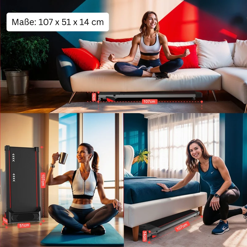 Körperdoc - Smart-Walk-Laufband – Kompakt & leise, 1–6 km/h, 4 % Steigung, LED-Display & Fernbedienung