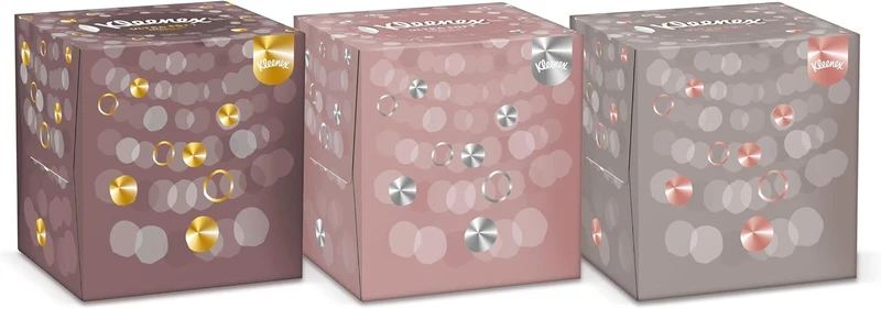 Kleenex Kosmetiktücher-Boxen, 3-lagig, Collection Würfel, 12x48 Tücher