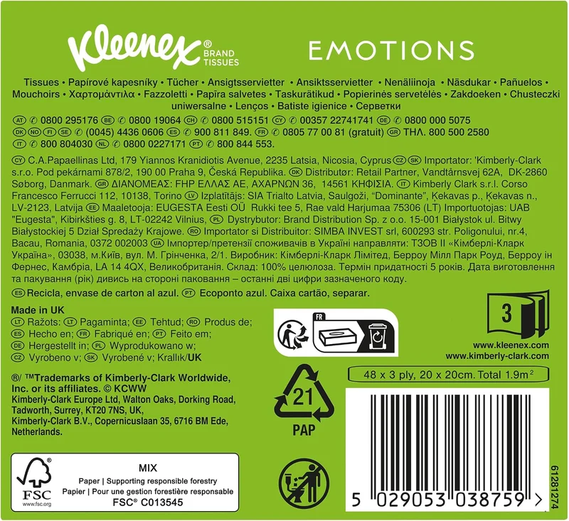 Kleenex Kosmetiktücher-Boxen, 3-lagig, Collection Würfel, 12x48 Tücher