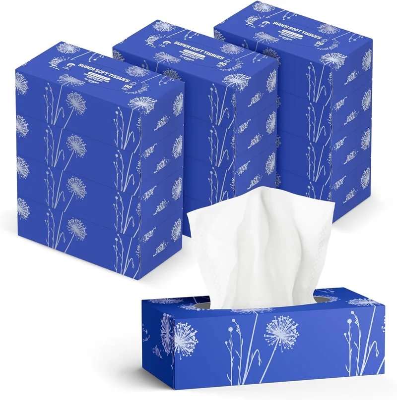 12 x 3-lagige Kosmetiktücher, 1080 Blatt, 12 Packungen à 90 Blatt
