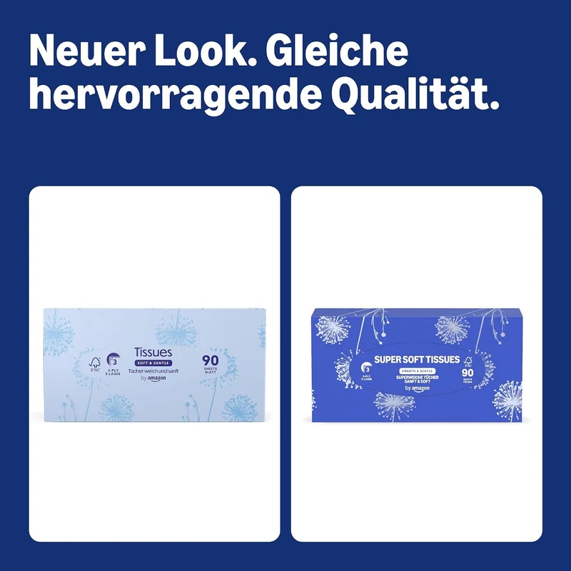 12 x 3-lagige Kosmetiktücher, 1080 Blatt, 12 Packungen à 90 Blatt