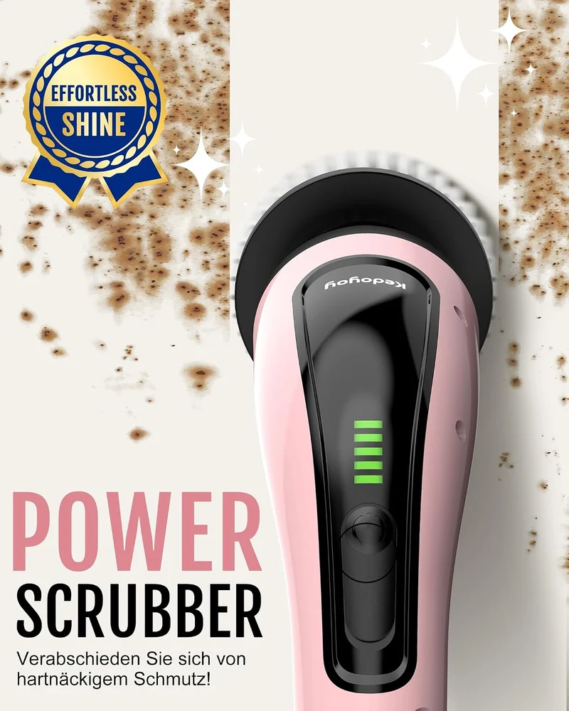 Elektrische Reinigungsbürste, 8 in 1 Electric Cleaning Brush | mit austauschbaren Bohrbürstenköpfen, Wanne mopSet, Elektrische Putzbürste mit Verstellbarem Griff für Bad Küche Auto Fußbode