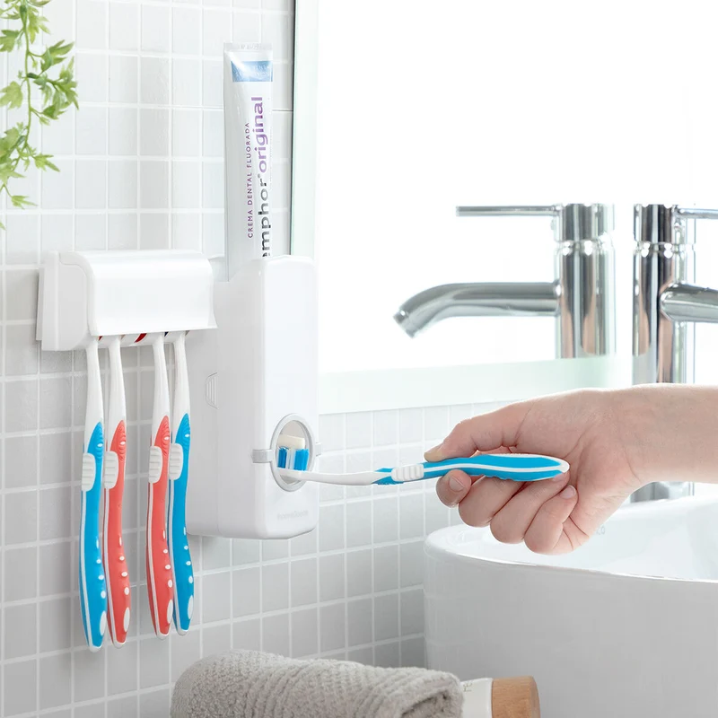 Pack Zahnpastaspender mit Bürstenhalter und Nachfüllbarer automatischer Spender für Flüssigseife InnovaGoods