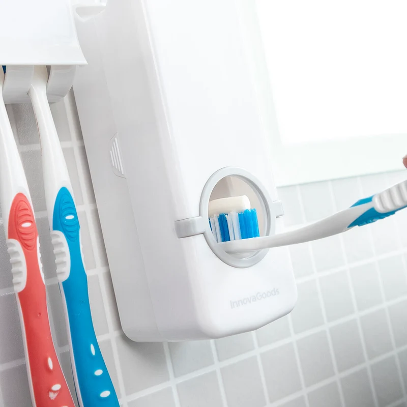 Pack Zahnpastaspender mit Bürstenhalter und Nachfüllbarer automatischer Spender für Flüssigseife InnovaGoods