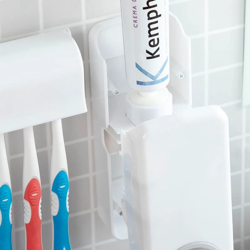 Pack Zahnpastaspender mit Bürstenhalter und Nachfüllbarer automatischer Spender für Flüssigseife InnovaGoods