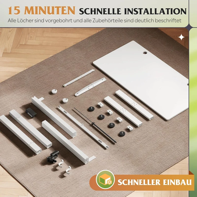 Höhenverstellbarer Schreibtisch 120x60 weiß, elektrisch
