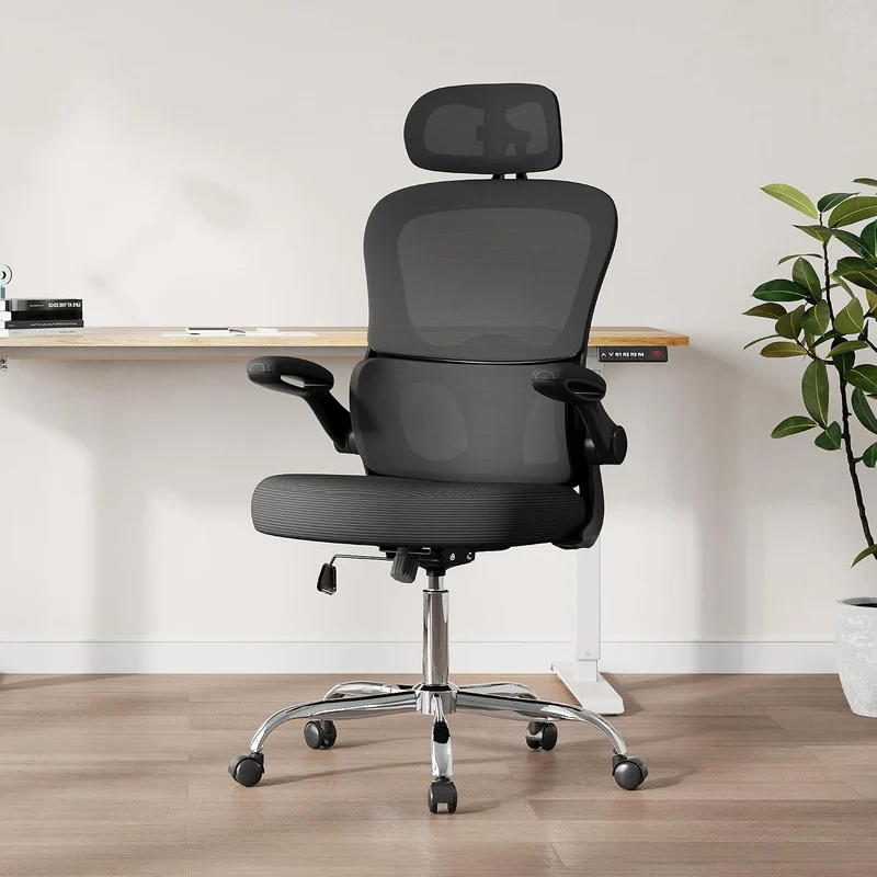 Ergonomischer Bürostuhl mit Kopfstütze schwarz, Premium