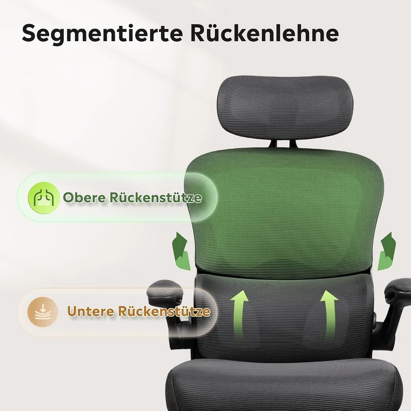 Ergonomischer Bürostuhl mit Kopfstütze schwarz, Premium
