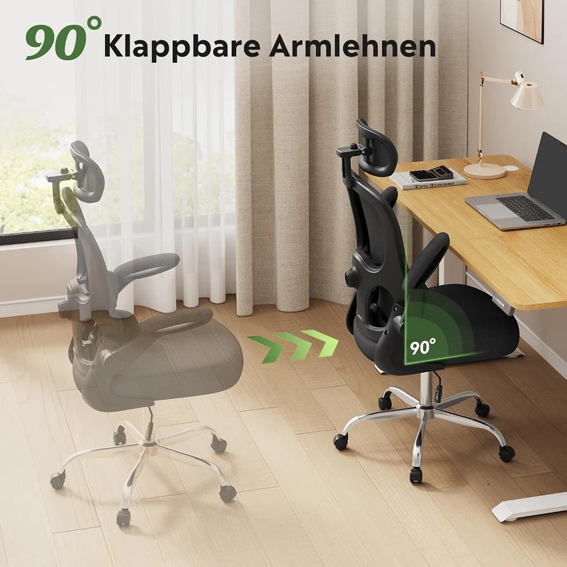 Ergonomischer Bürostuhl mit Kopfstütze schwarz, Premium