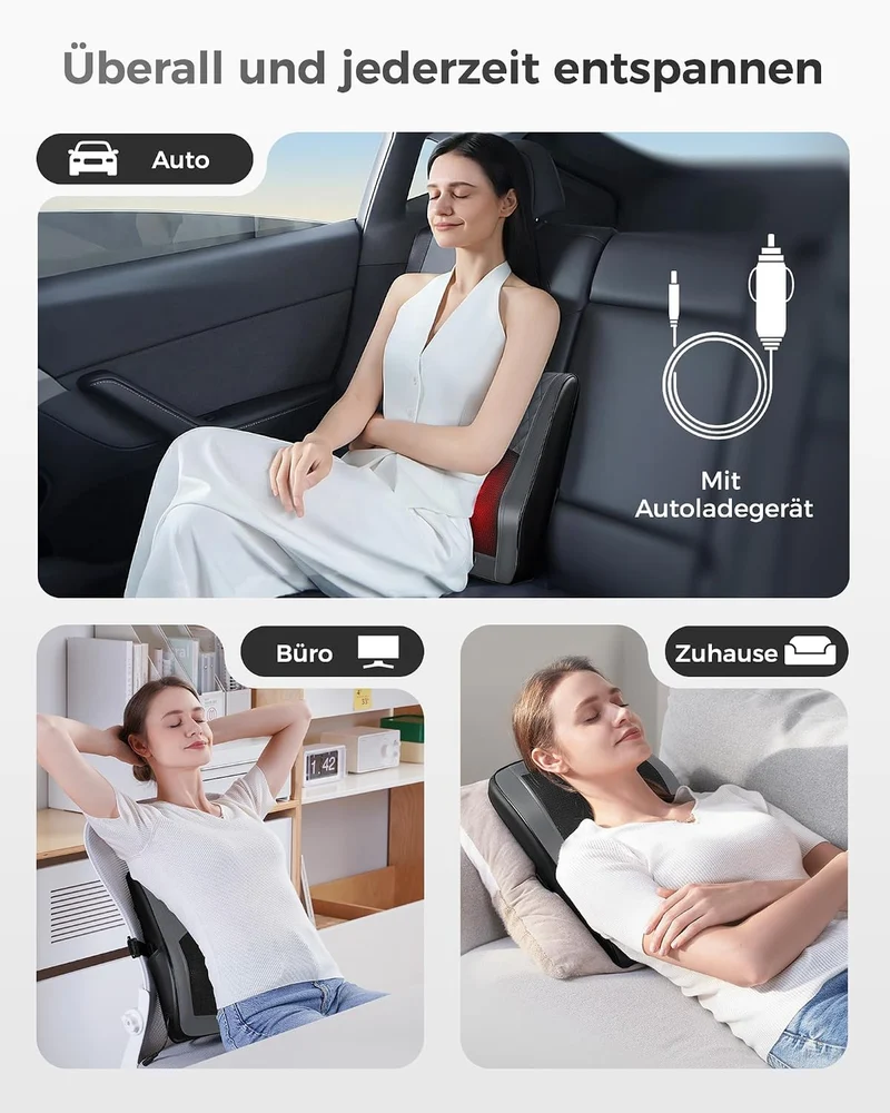 Nackenmassagegerät mit Wärme, Shiatsu Massagegeräte 3D Knet Rückenmassagegerät, Muskelschmerzlinderung für Nacken, Rücken, Beine, Geschenke für Männer, Frauen