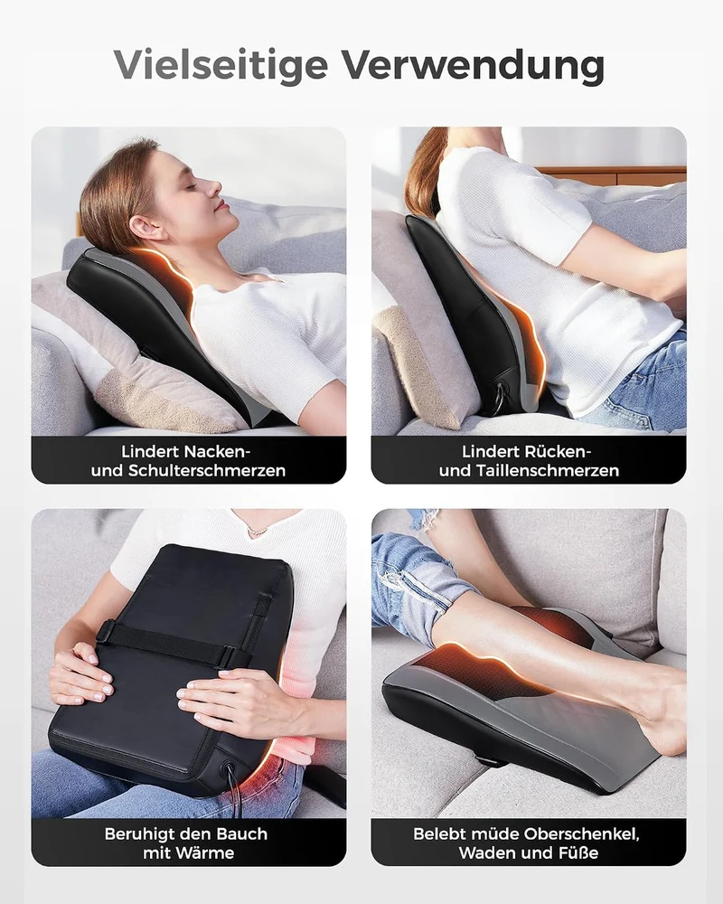 Nackenmassagegerät mit Wärme, Shiatsu Massagegeräte 3D Knet Rückenmassagegerät, Muskelschmerzlinderung für Nacken, Rücken, Beine, Geschenke für Männer, Frauen