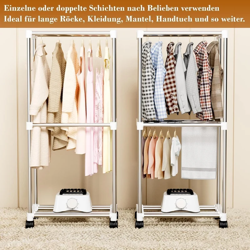 Wäschetrockner, Tragbare Trockenmaschine mit Timer, 60inch Wäschetrockner mit großer Kapazität, elektrischer Trockner/Rack für Zuhause