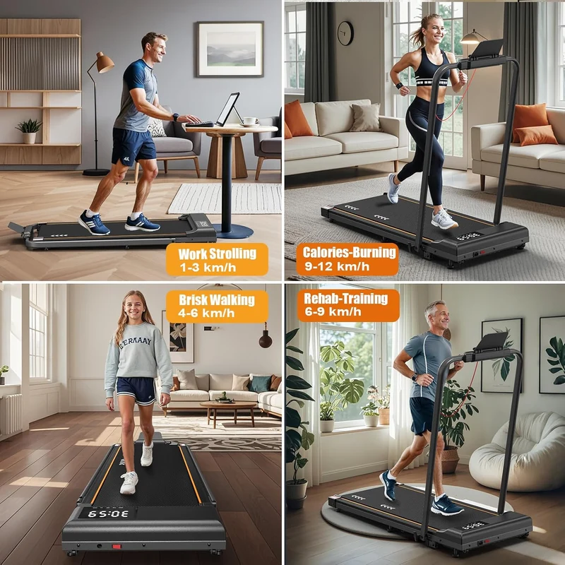 Körperdoc – Smart-Walk Laufband: 1–12 km/h, LED-Display & Touchscreen, klappbarer Handlauf, 7 % Steigung, leise & kompakt