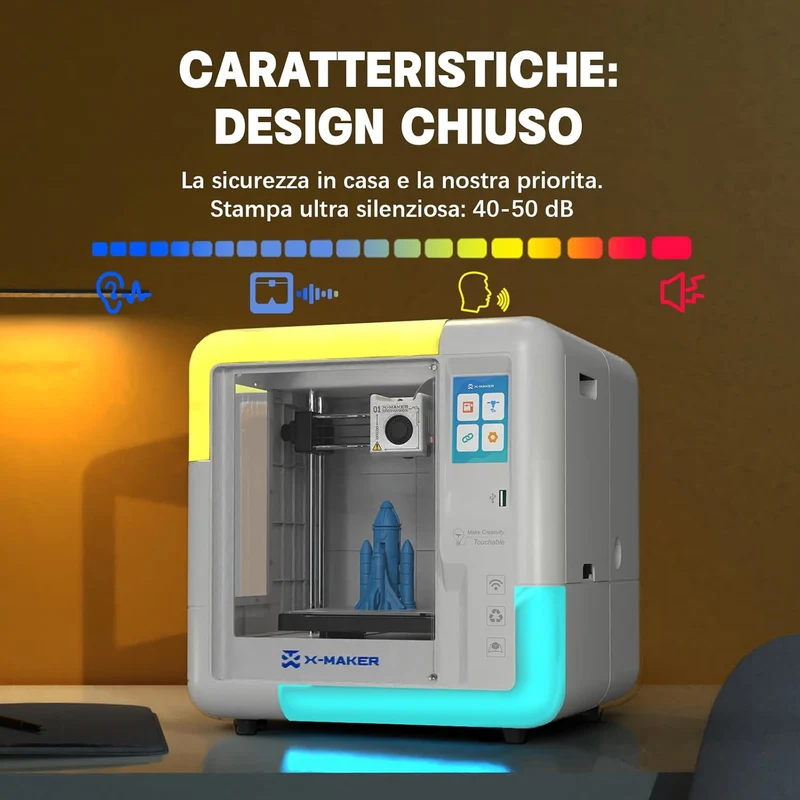 X-Maker 3D-Drucker mit Design-App - Vollständig geschlossen, KI Design-App, umfangreiche Sammlung an 3D-Spielzeugvorlagen, mit 16+ Mini-3D- Designmodulen, schneller Düsenwechsel