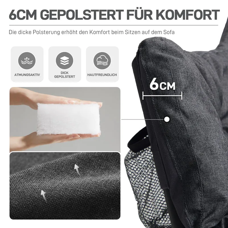 Campingstuhl Faltbar 124CM Breit Campingsofa für 2 Personen Faltsofa 320KG Belastbar, Campingcouch Dick Gepolstert Klappstuhl XXL 2 Sitzer Hohe Lehne für Outdoor Garten Balkon Indoor