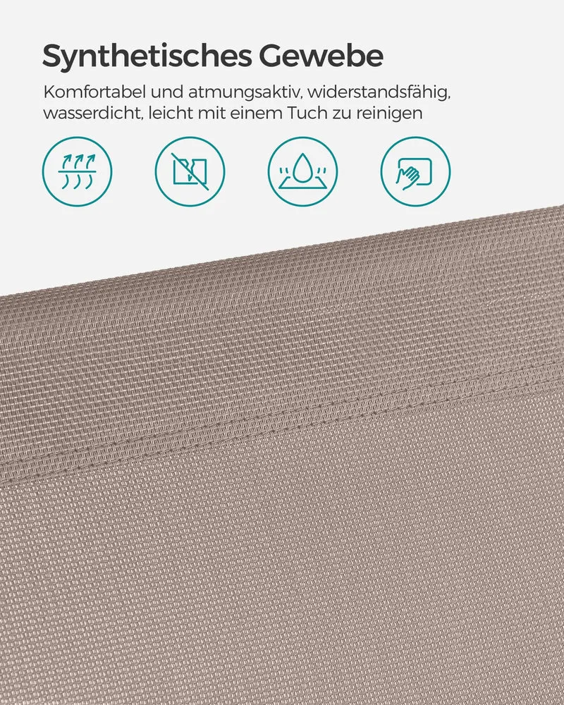 Sonnenliege, klappbarer Liegestuhl, 193 x 53 x 29 cm, trägt bis zu 150 kg, Sonnenschutz, Kopfkissen, verstellbare Rückenlehne, für Garten, Pool, Terrasse