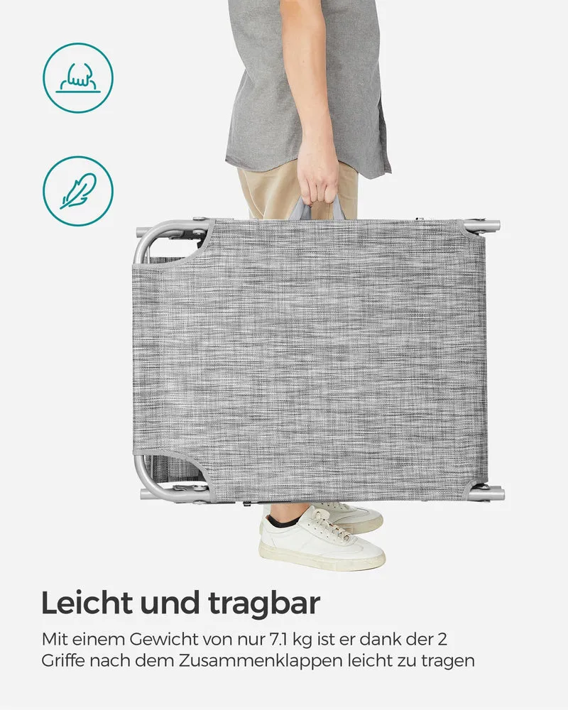 Sonnenliege, klappbarer Liegestuhl, 193 x 53 x 29 cm, trägt bis zu 150 kg, Sonnenschutz, Kopfkissen, verstellbare Rückenlehne, für Garten, Pool, Terrasse