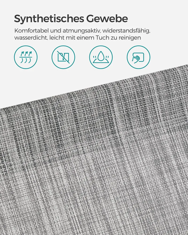 Sonnenliege, klappbarer Liegestuhl, 193 x 53 x 29 cm, trägt bis zu 150 kg, Sonnenschutz, Kopfkissen, verstellbare Rückenlehne, für Garten, Pool, Terrasse