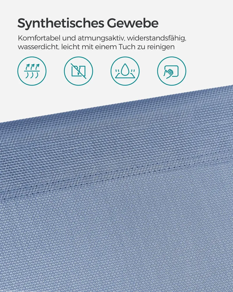 Sonnenliege, klappbarer Liegestuhl, 193 x 53 x 29 cm, trägt bis zu 150 kg, Sonnenschutz, Kopfkissen, verstellbare Rückenlehne, für Garten, Pool, Terrasse