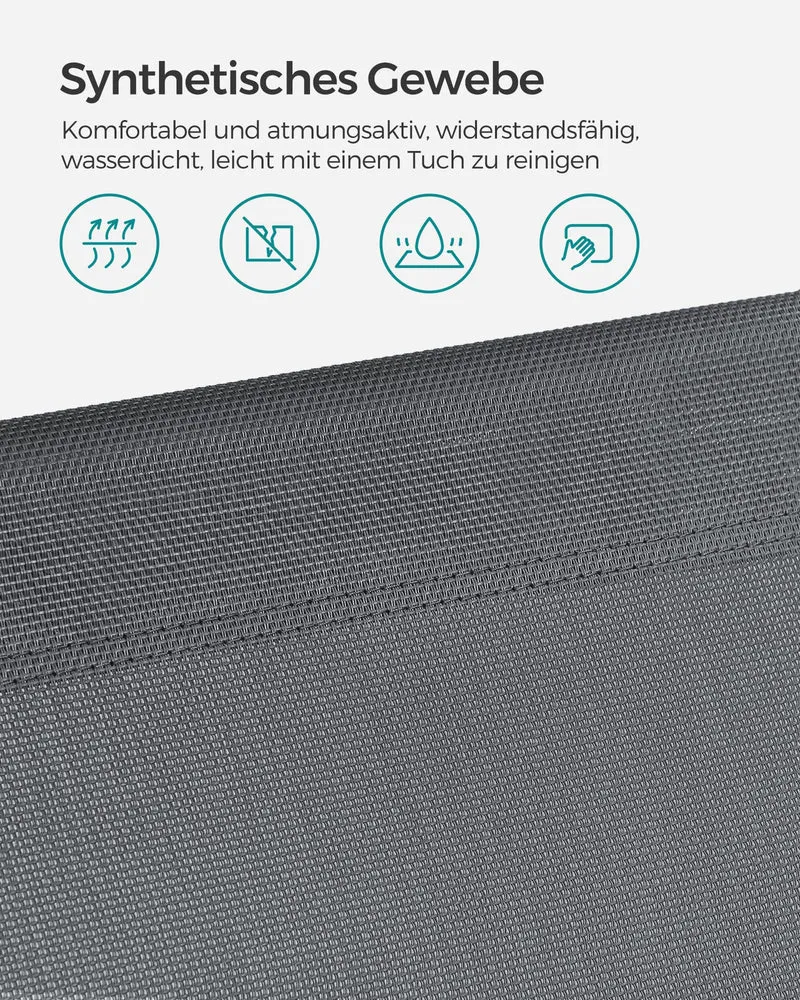 Sonnenliege, klappbarer Liegestuhl, 193 x 53 x 29 cm, trägt bis zu 150 kg, Sonnenschutz, Kopfkissen, verstellbare Rückenlehne, für Garten, Pool, Terrasse
