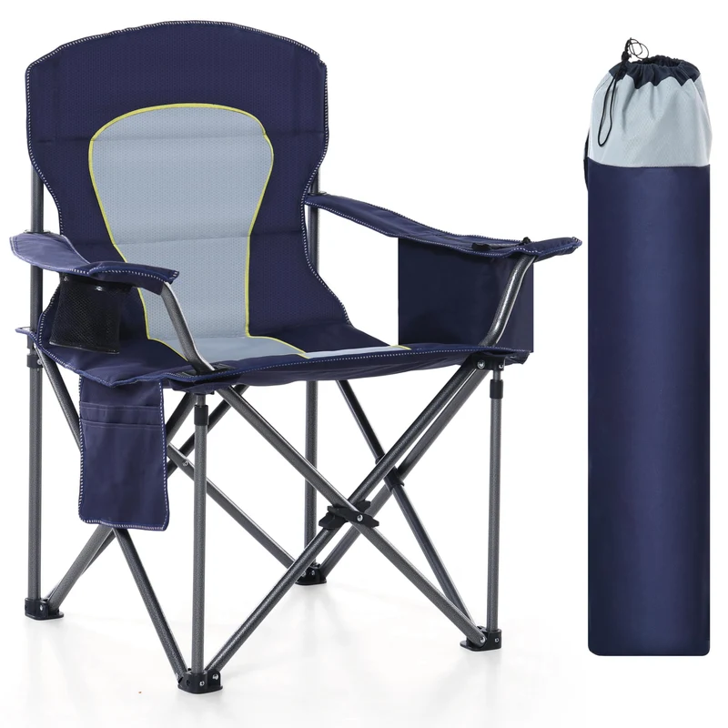 Campingstuhl Faltbar 200kg Klappstuhl Gepolstert mit Getränkehaltern Faltbarer Angelstuhl XXL mit Armlehnen Outdoorstuhl