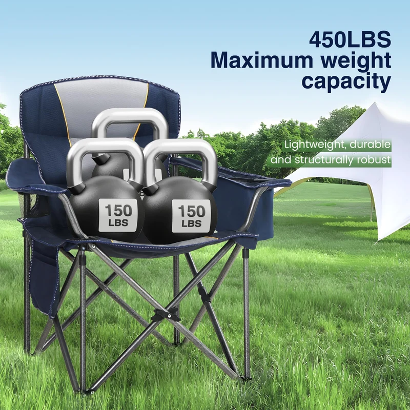 Campingstuhl Faltbar 200kg Klappstuhl Gepolstert mit Getränkehaltern Faltbarer Angelstuhl XXL mit Armlehnen Outdoorstuhl