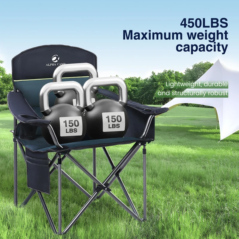 Campingstuhl Faltbar 200kg Klappstuhl Gepolstert mit Getränkehaltern Faltbarer Angelstuhl XXL mit Armlehnen Outdoorstuhl