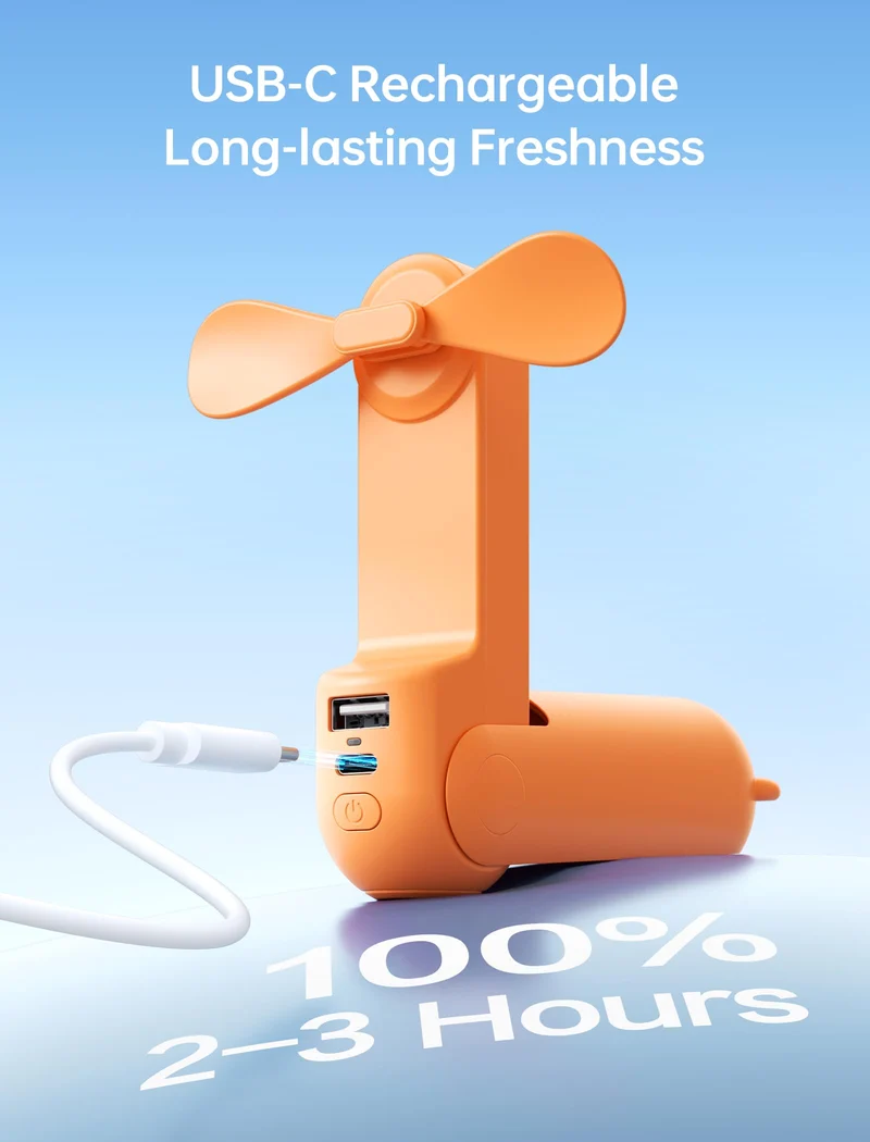 Mini Handventilator, 3-in-1 Handventilator, wiederaufladbarer USB /12–19 Betriebsstunden - mit Powerbank, Taschenlampe, tragbarer Ventilator für Reisen/Sommer, Geschenke für Frauen-Rosa