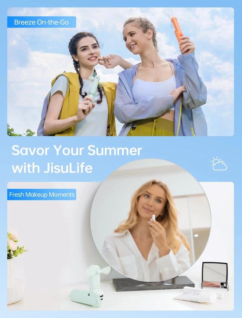 Mini Handventilator, 3-in-1 Handventilator, wiederaufladbarer USB /12–19 Betriebsstunden - mit Powerbank, Taschenlampe, tragbarer Ventilator für Reisen/Sommer, Geschenke für Frauen-Rosa
