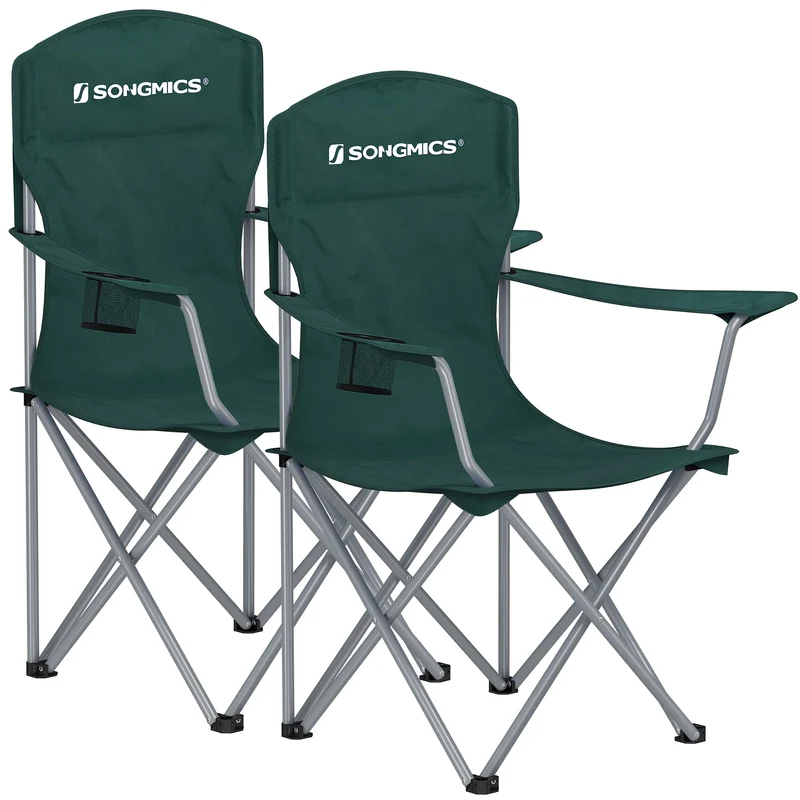 2er Set Klappstuhl Campingstuhl Bequeme Schwerlaststruktur bis 150kg belastbar mit Getränkehalter Outdoor Stuhl