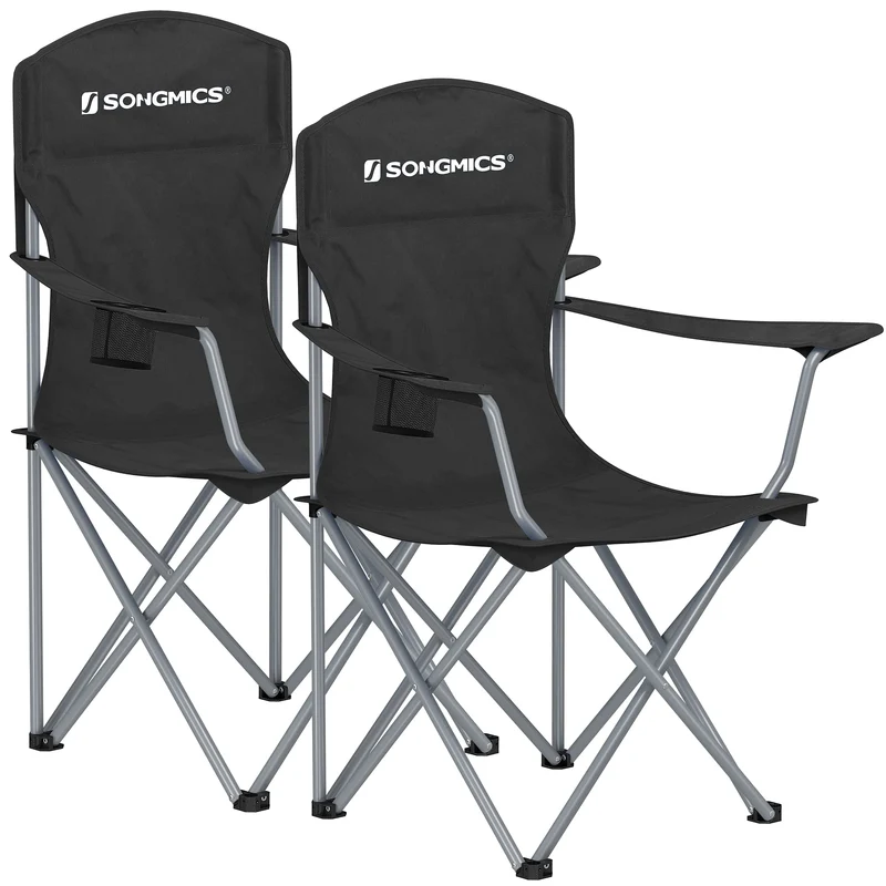 2er Set Klappstuhl Campingstuhl Bequeme Schwerlaststruktur bis 150kg belastbar mit Getränkehalter Outdoor Stuhl