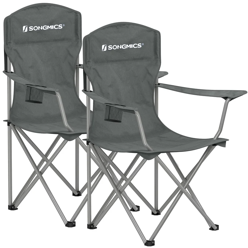 2er Set Klappstuhl Campingstuhl Bequeme Schwerlaststruktur bis 150kg belastbar mit Getränkehalter Outdoor Stuhl