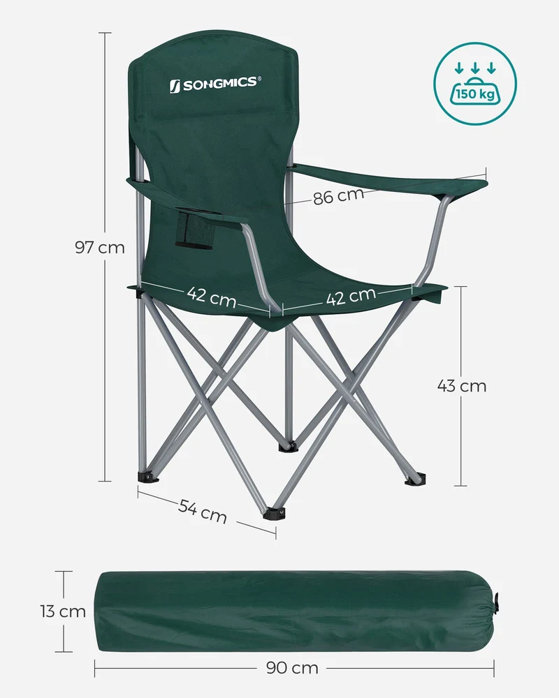 2er Set Klappstuhl Campingstuhl Bequeme Schwerlaststruktur bis 150kg belastbar mit Getränkehalter Outdoor Stuhl