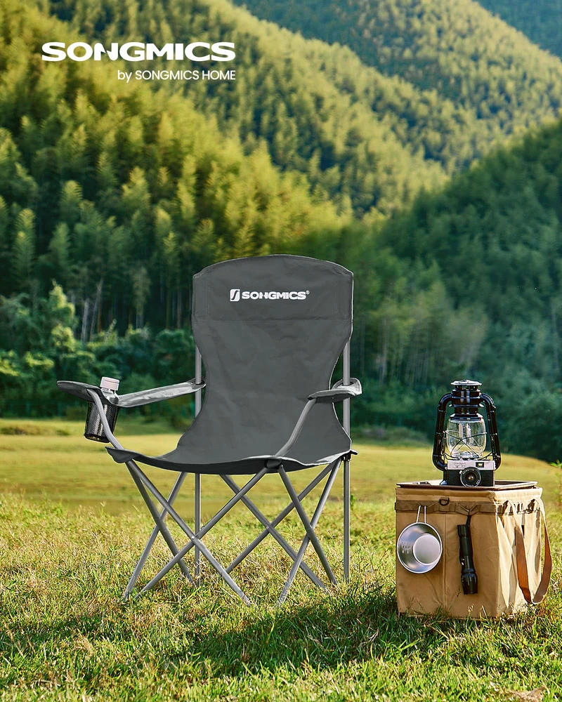 2er Set Klappstuhl Campingstuhl Bequeme Schwerlaststruktur bis 150kg belastbar mit Getränkehalter Outdoor Stuhl