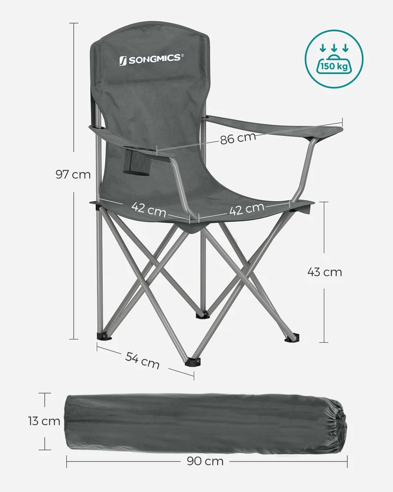 2er Set Klappstuhl Campingstuhl Bequeme Schwerlaststruktur bis 150kg belastbar mit Getränkehalter Outdoor Stuhl