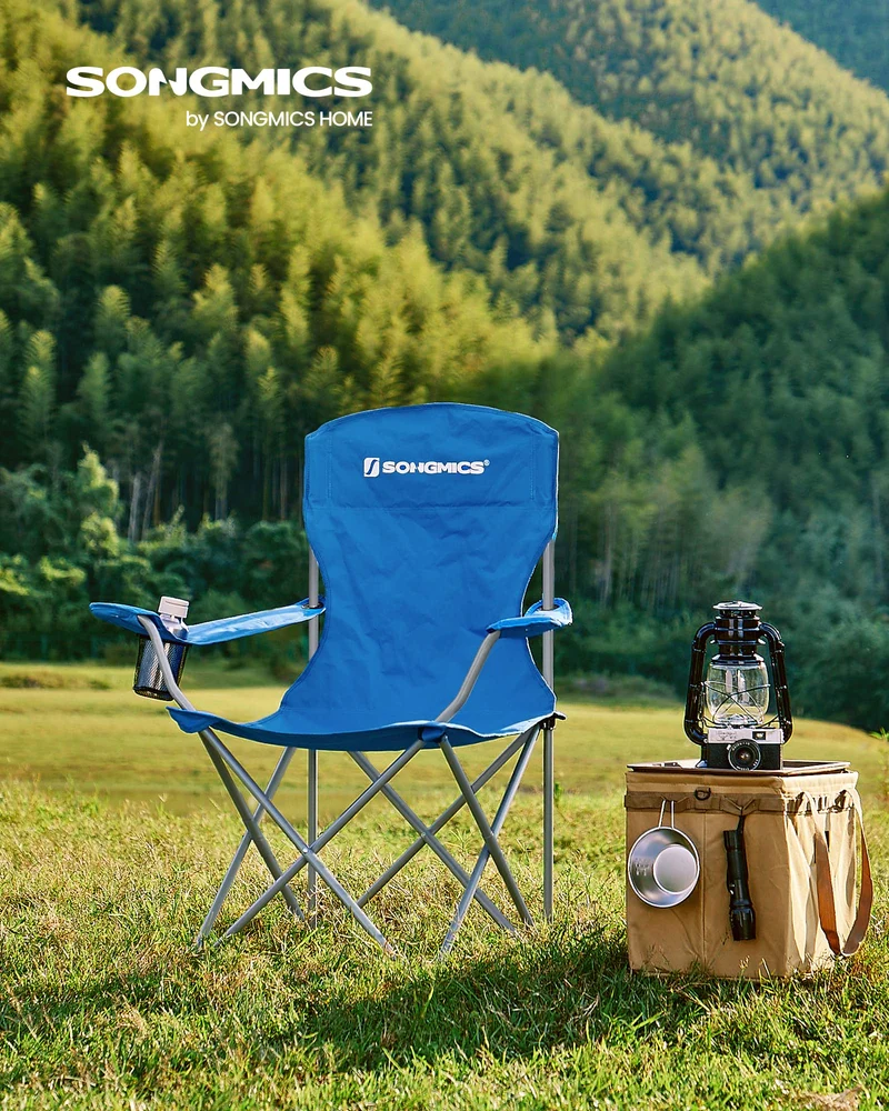 2er Set Klappstuhl Campingstuhl Bequeme Schwerlaststruktur bis 150kg belastbar mit Getränkehalter Outdoor Stuhl