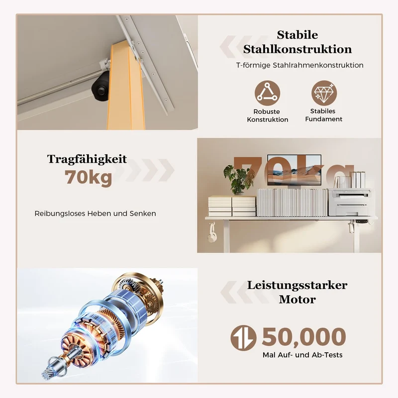 Höhenverstellbarer Schreibtisch mit Doppelschubladen, Elektrisch Höhenverstellbarer Schreibtisch, Sitz-Steh-Computertisch, Ergonomischer Stehschreibtisch