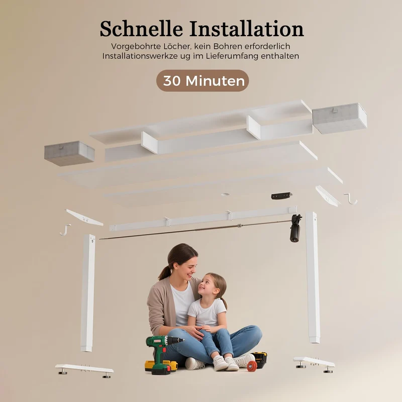 Höhenverstellbarer Schreibtisch mit Doppelschubladen, Elektrisch Höhenverstellbarer Schreibtisch, Sitz-Steh-Computertisch, Ergonomischer Stehschreibtisch
