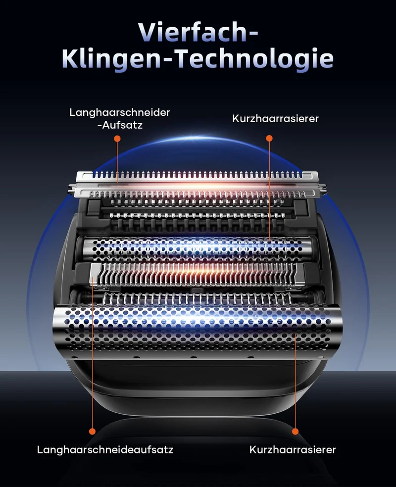 Elektrorasierer Herren, kensen Mini Foil Shaver Mit 4 Flexiblem Scherkopf Rasierapparat Usb-C Elektrischer Rasierer Wasserdicht Folienrasierer 120Min Trockenrasierer Tragbar für Bart Gesicht Reise